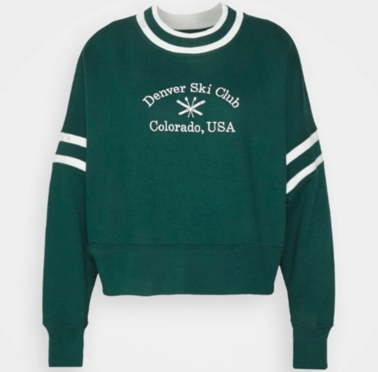 Abercrombie And Fitch Green Ski Club Crop Sweatshirt - Medium