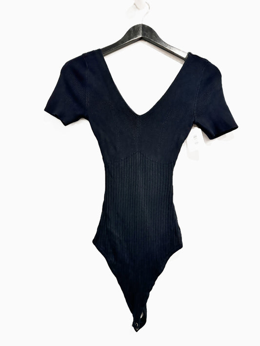 Abercrombie & Fitch Black Ribbed Knit Bodysuit - Small