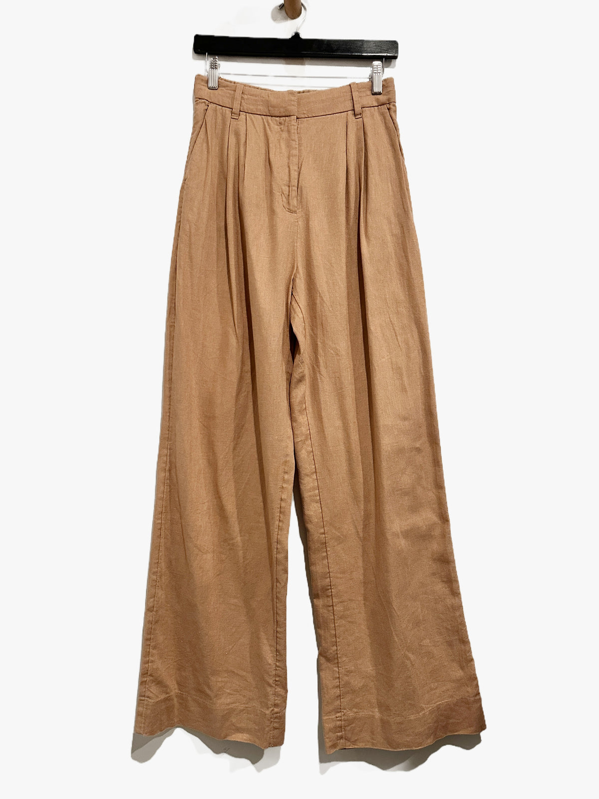 Abercrombie & Fitch Tan Linen Blend Wide Leg Pants - Small