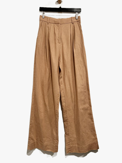 Abercrombie & Fitch Tan Linen Blend Wide Leg Pants - Small