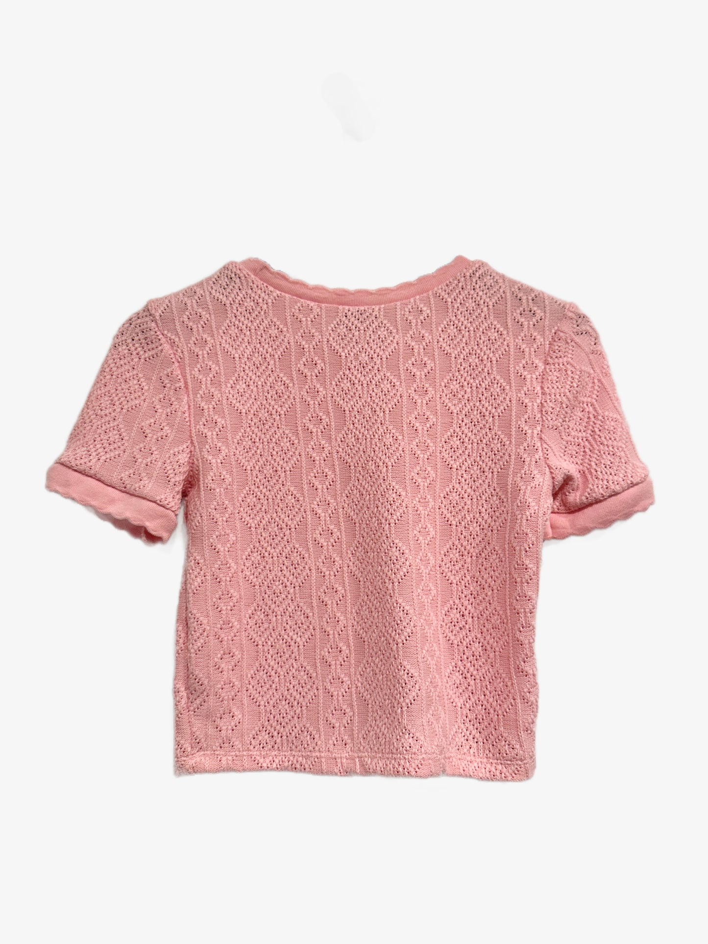 Zara Pink Knit Short Sleeve Top - Small