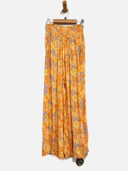 Billabong New Waves Orange Floral Wide Leg Pants - Small