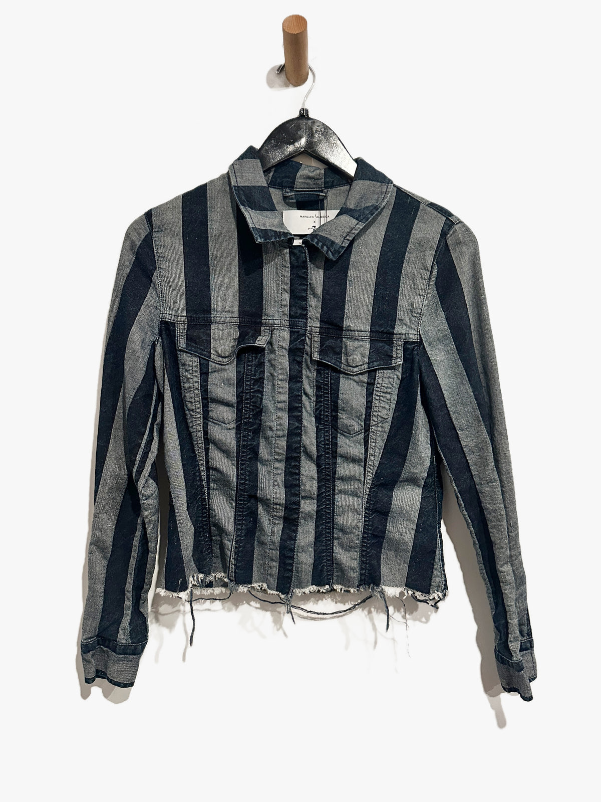 7 For All Mankind x Marques Almeida Crop Striped Denim Jacket - Small