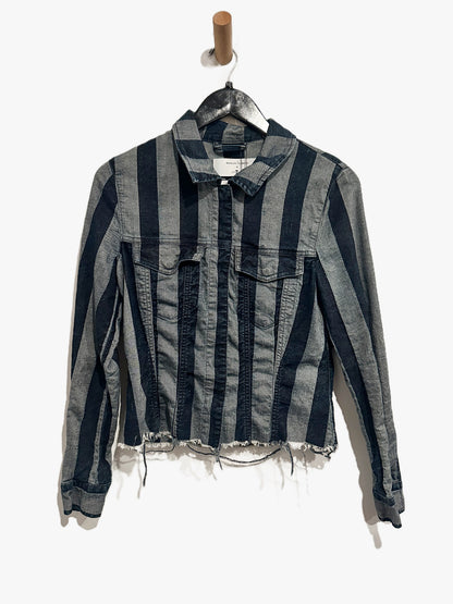 7 For All Mankind x Marques Almeida Crop Striped Denim Jacket - Small