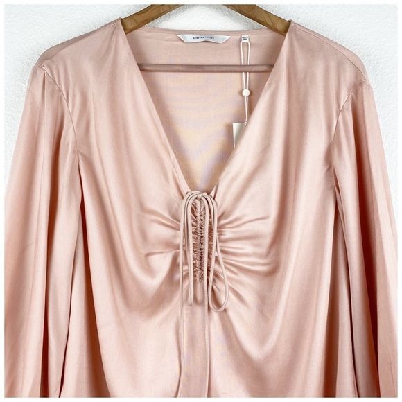 Rebecca Taylor Drawstring Long Sleeve Blouse in Blush Size 6