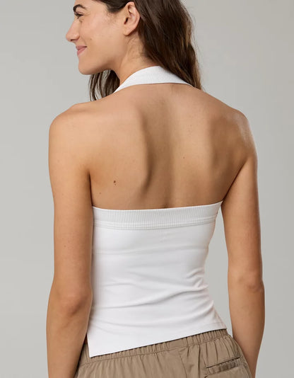 Aerie Real Me XTRA Halter Tank Top in White - Large