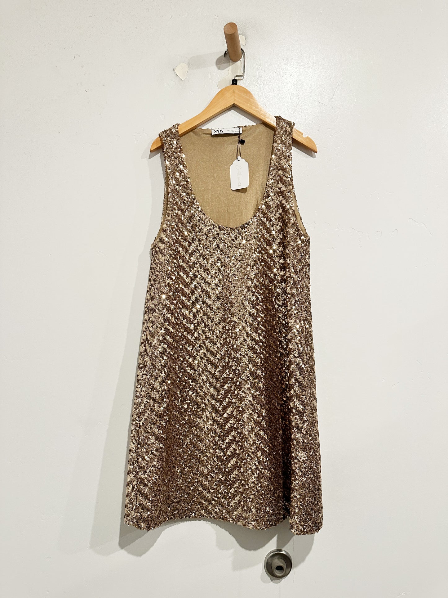 Zara Gold Sequin Mini Dress - Small