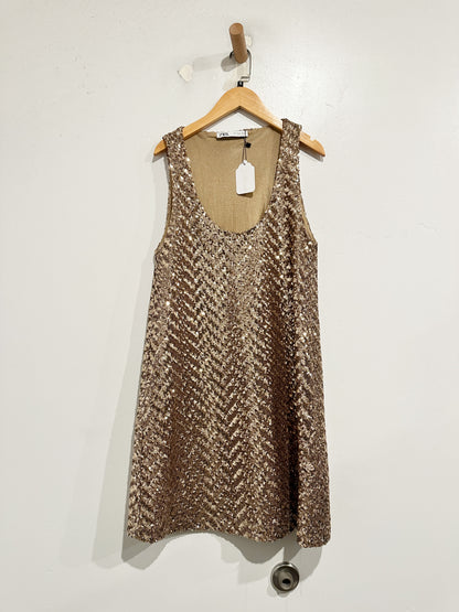 Zara Gold Sequin Mini Dress - Small