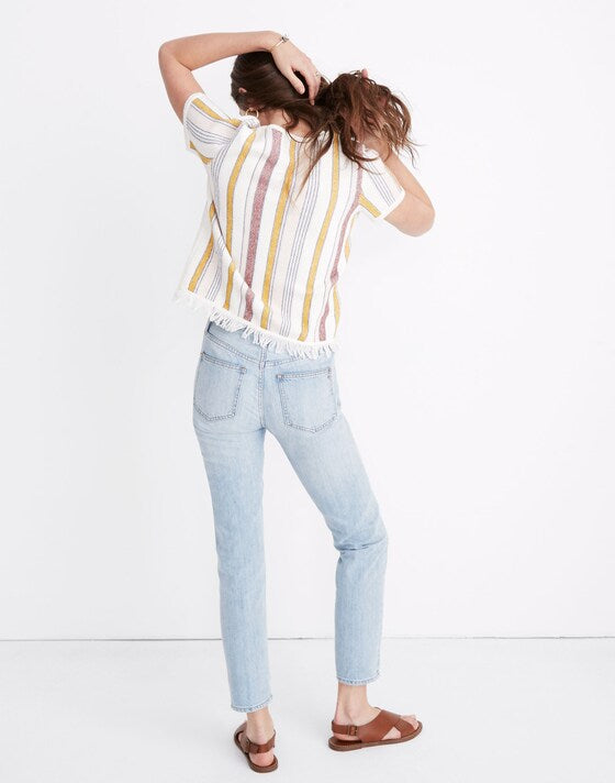 Madewell Blakley Stripe Sweater Tee in Pearl Ivory - Small