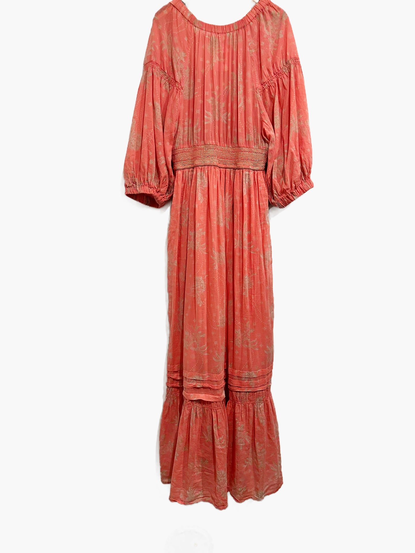 Free People Golden Hour Maxi Dress in Electropop Pink Combo - Medium
