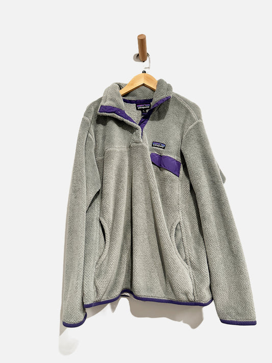 Patagonia Gray & Purple Fleece Pullover - XL