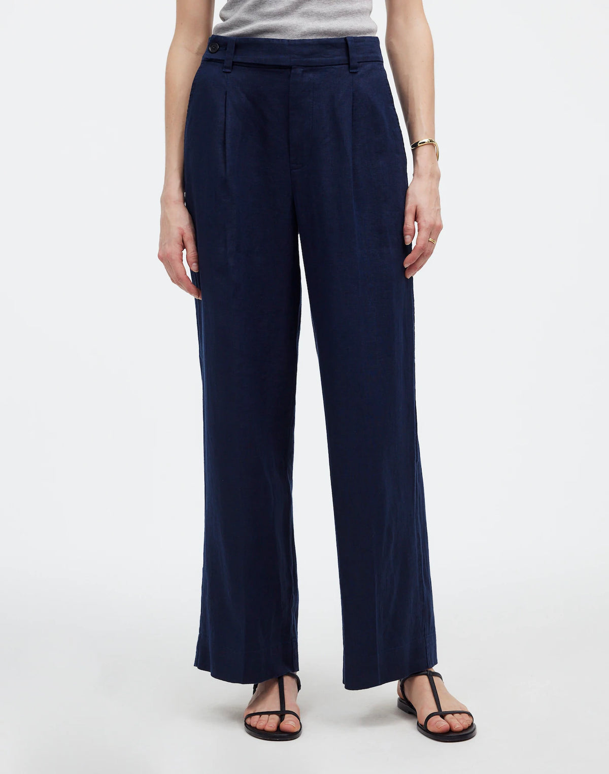 Madewell The Harlow Wide-Leg Linen Pant in Deep Indigo - 4