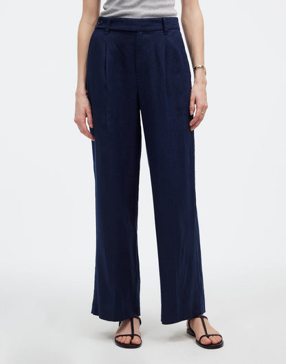 Madewell The Harlow Wide-Leg Linen Pant in Deep Indigo - 4