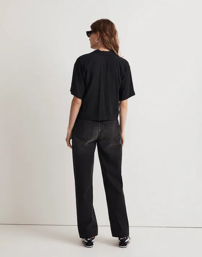 Madewell Button-Front Resort Shirt in Black - Medium