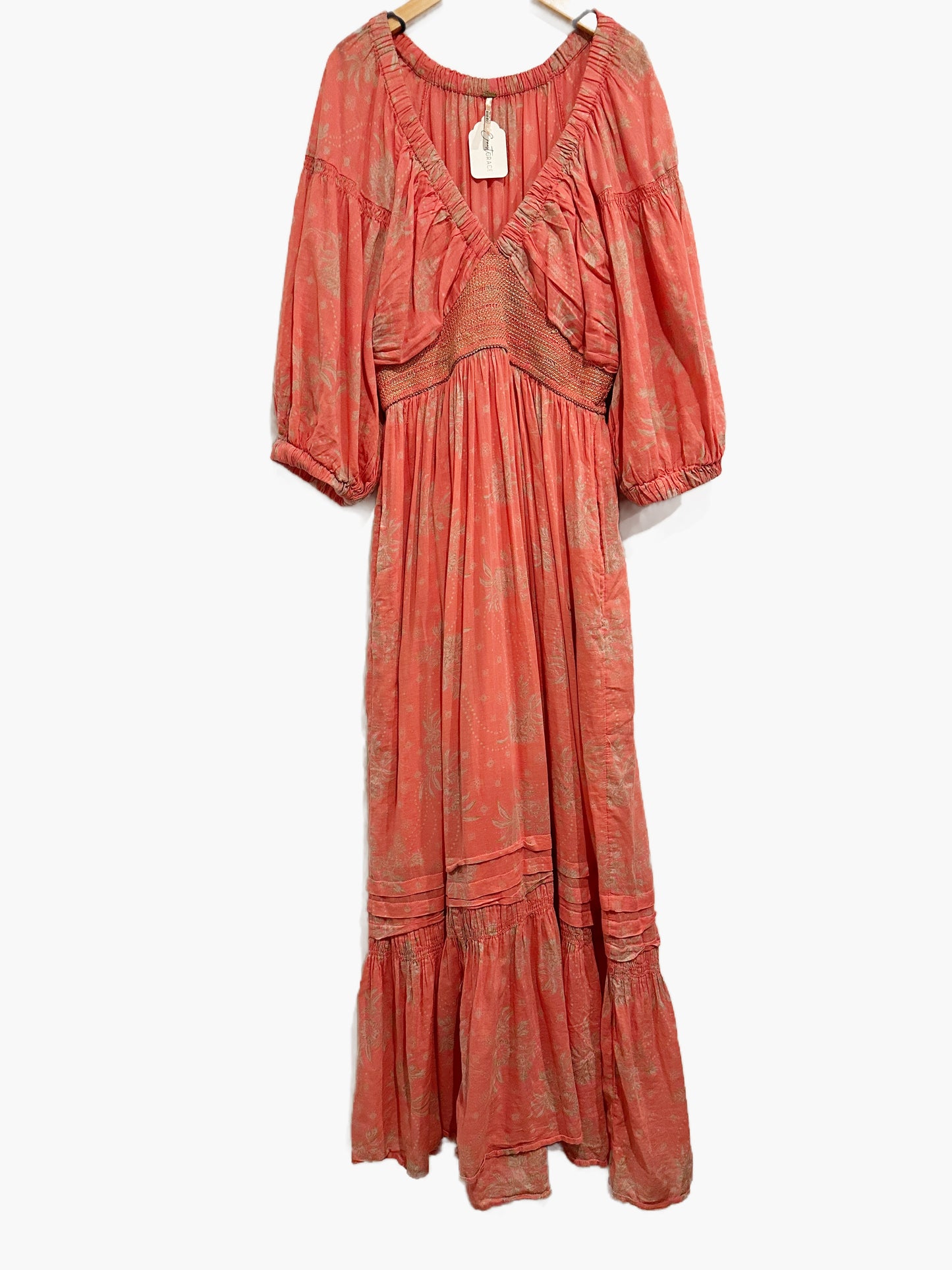 Free People Golden Hour Maxi Dress in Electropop Pink Combo - Medium