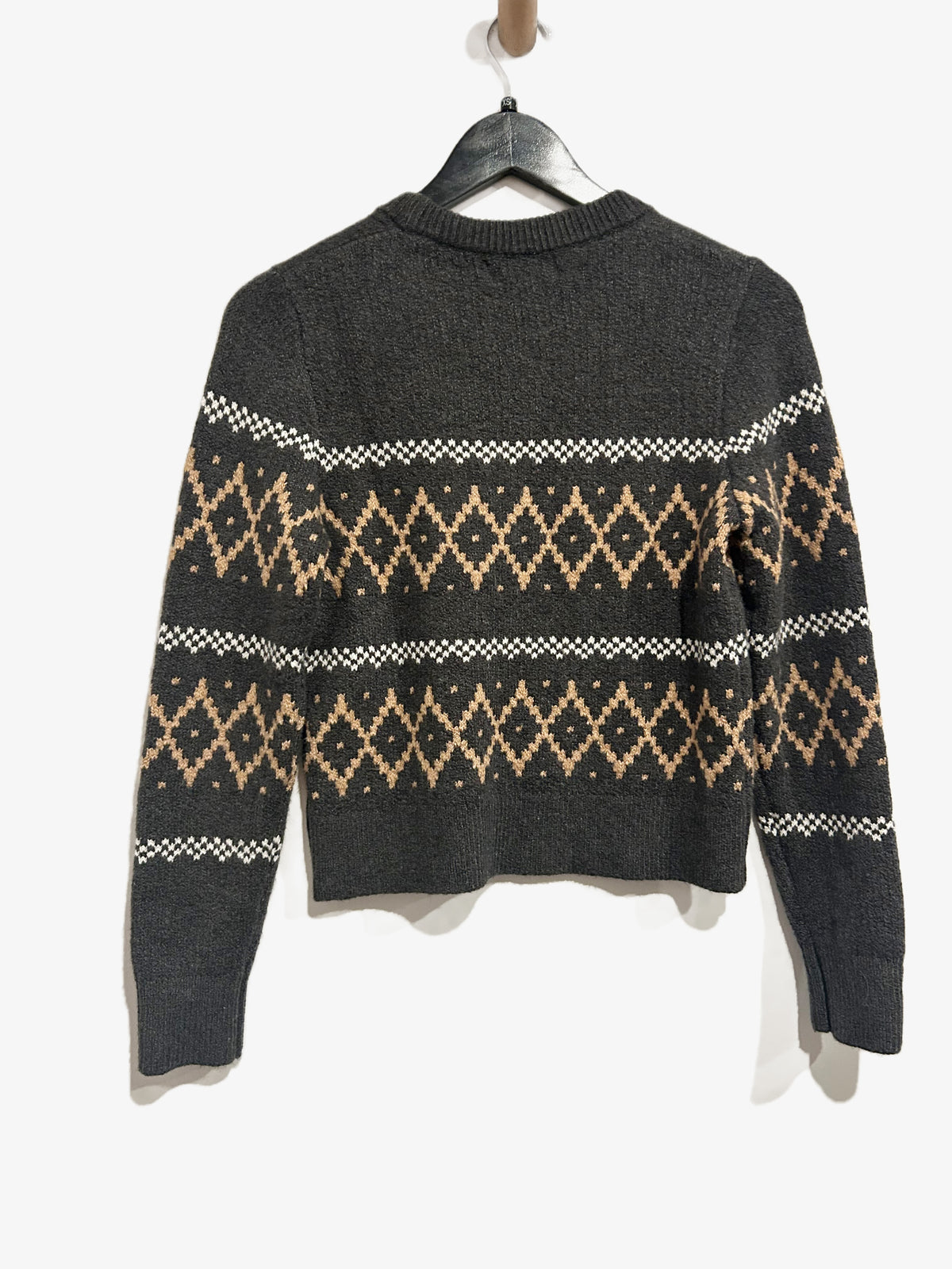 Banana Republic Fair Isle Pullover Sweater in Dark Charcoal - XS
