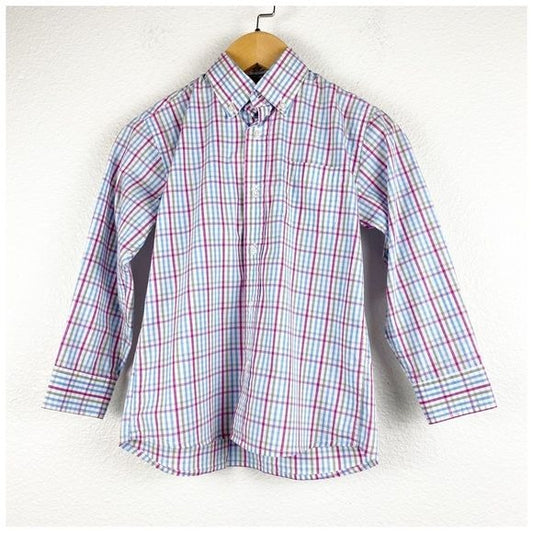 Oscar De La Renta Multi Color Plaid Button Down - 6Y