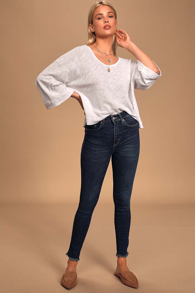 Free People Fresh Start 3/4 Sleeve Top in White - XL