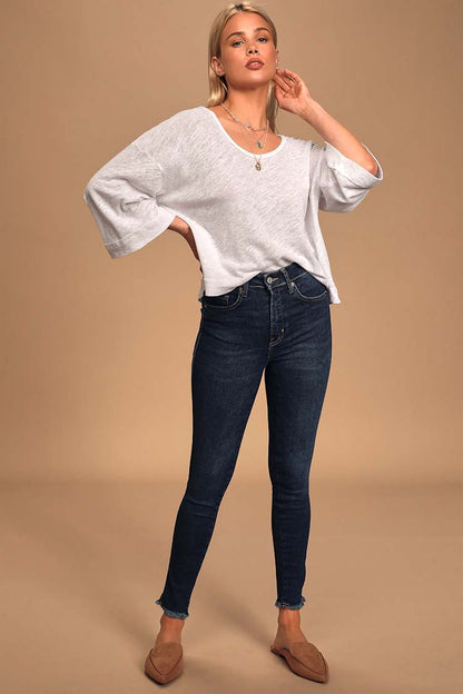 Free People Fresh Start 3/4 Sleeve Top in White - XL