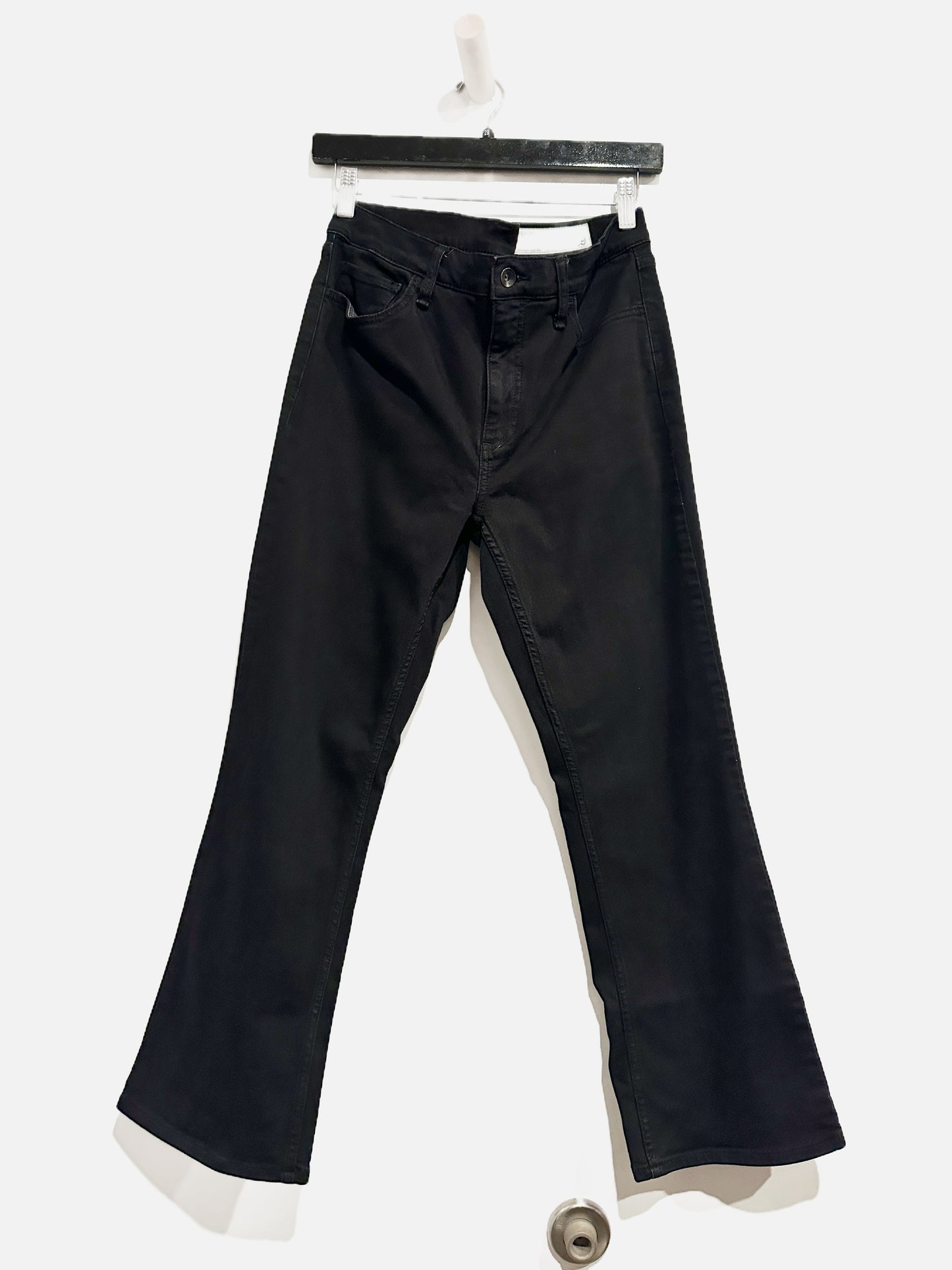 Rag & Bone Black Piper Mid Rise Crop Bootcut Jeans - 29
