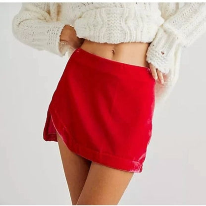 Free People Pink Velvet Annalise Mini Skirt Size 10