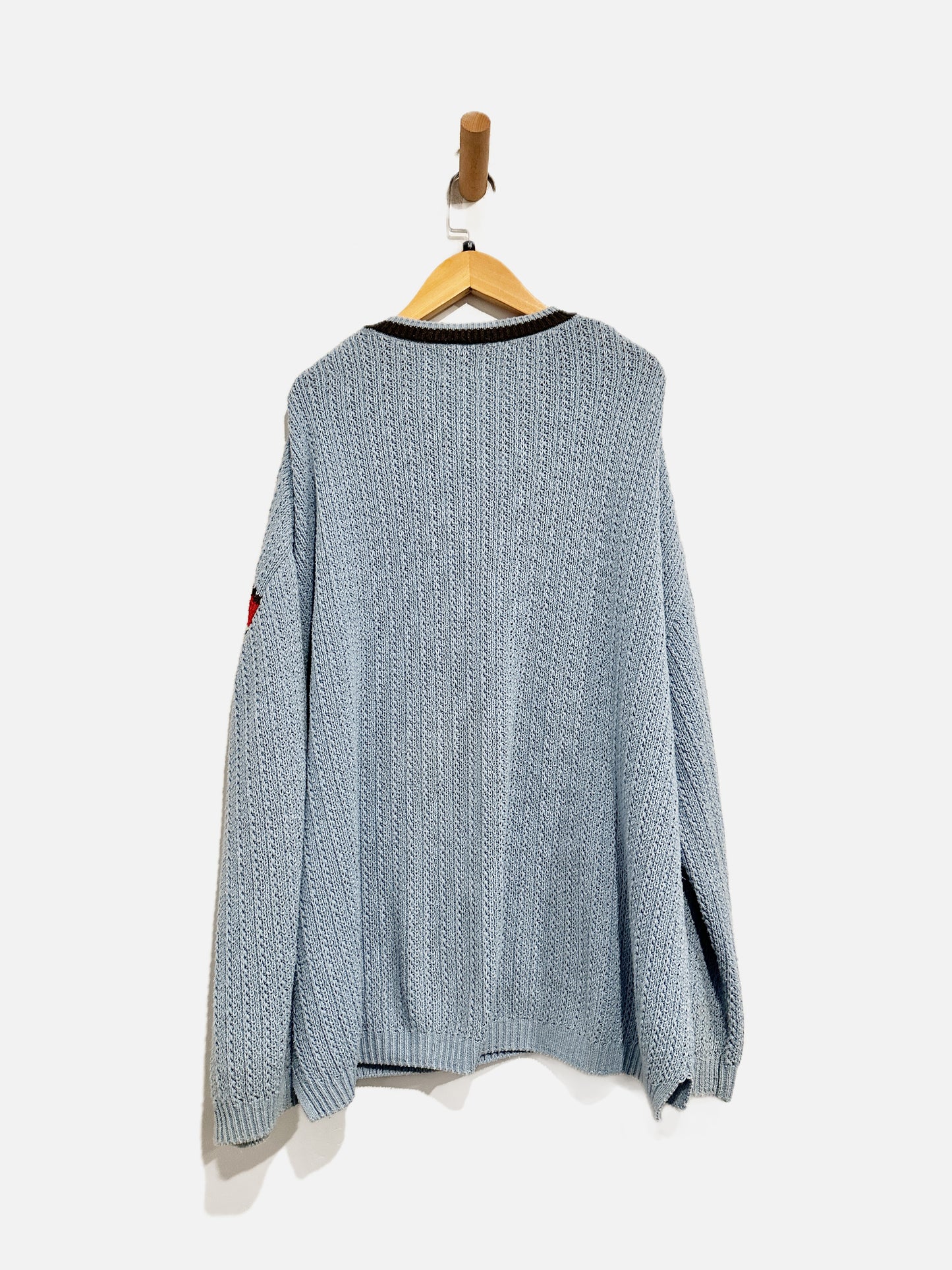 BDG Blue Stripe V Neck Sweater - Medium