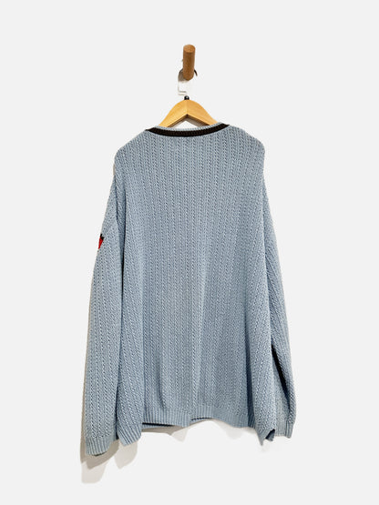 BDG Blue Stripe V Neck Sweater - Medium