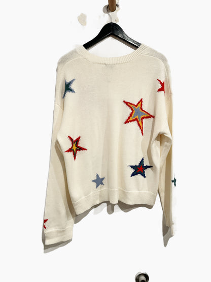 Rails Perci Multi Stars Cotton & Cashmere Intarsia Sweater - Large