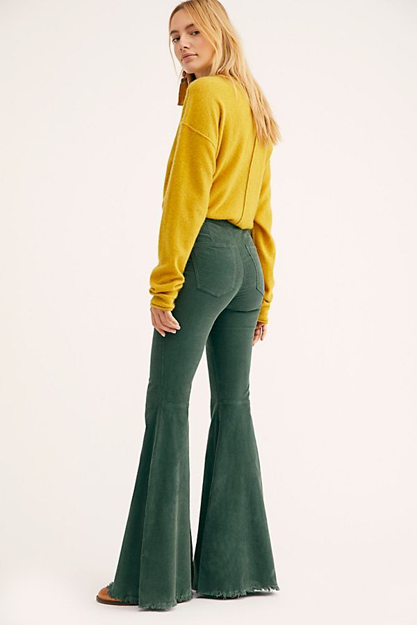 Free People Just Float On Cord Flare in Forest Green - 25