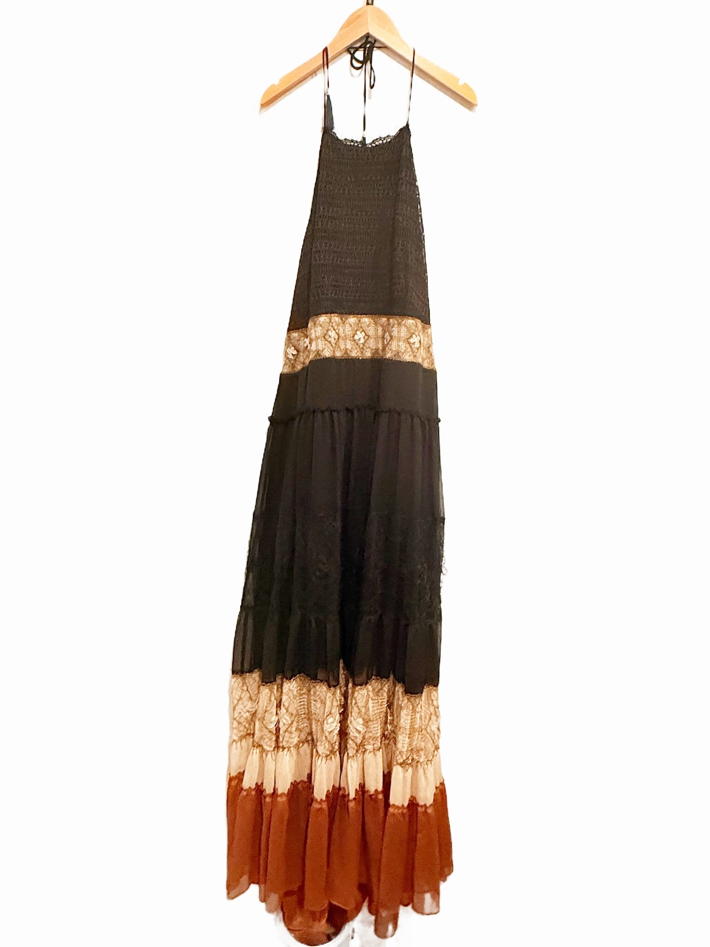 White House Black Market Mixed Media Halter Maxi Dress - XL