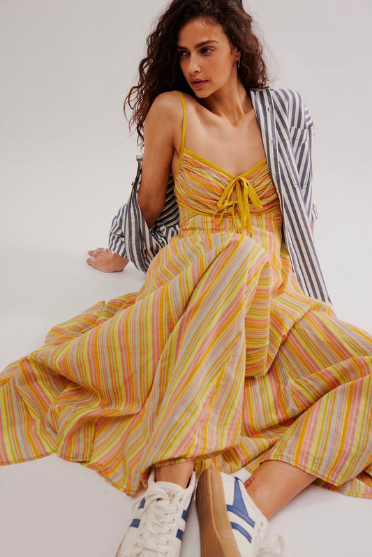Free People Dream Weaver Maxi Dress in Citrus Combo - Medium