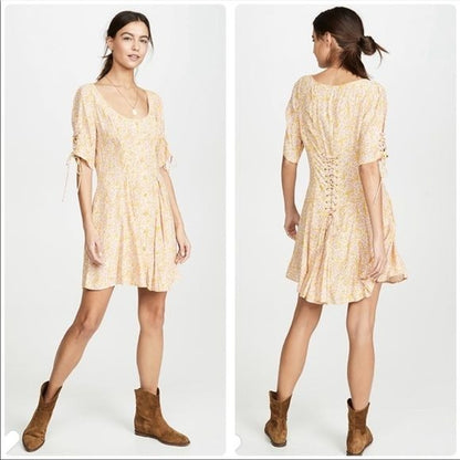 Free People Laced Up Mini Dress in Femme Combo Size XS