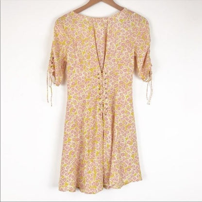 Free People Laced Up Mini Dress in Femme Combo Size XS