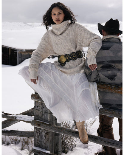 Cleo + Wolf Oversized Turtleneck Sweater in Oatmeal - Small