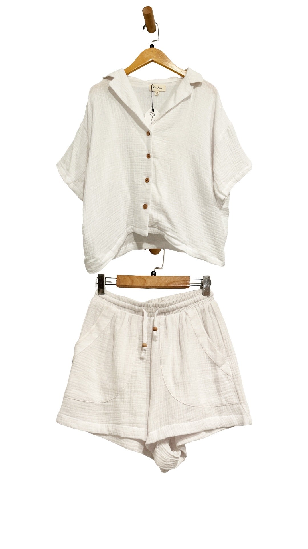 Love Notes White Cotton Short Set - Small