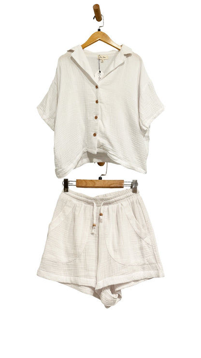 Love Notes White Cotton Short Set - Small