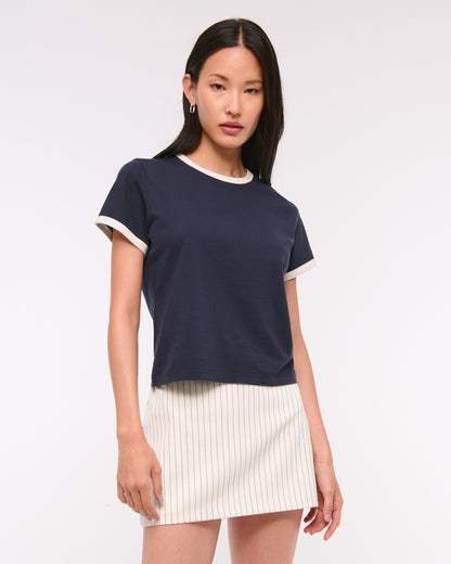Abercrombie & Fitch Linen Stripe Mini Skirt - Medium