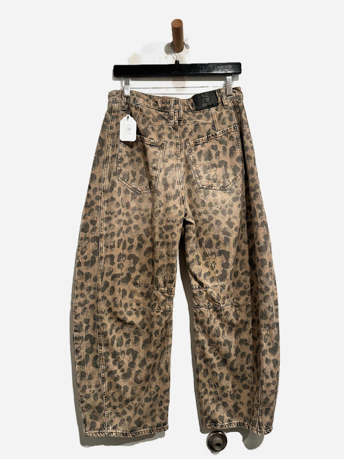 Free People Good Luck Leopard Printed Barrel Jeans - 27