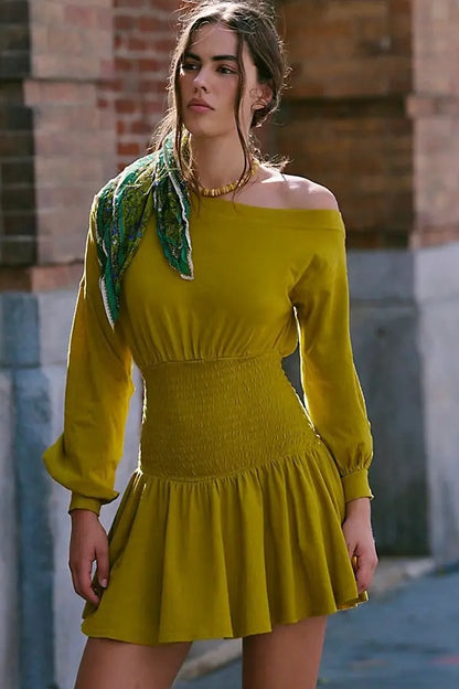 NWT Free People Scorching Hot Mini Dress in Golden Palm - Small
