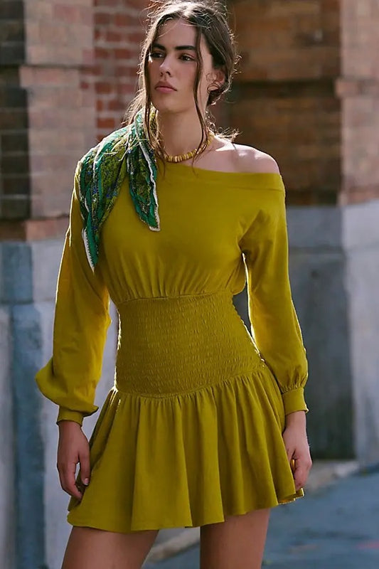 NWT Free People Scorching Hot Mini Dress in Golden Palm - Small