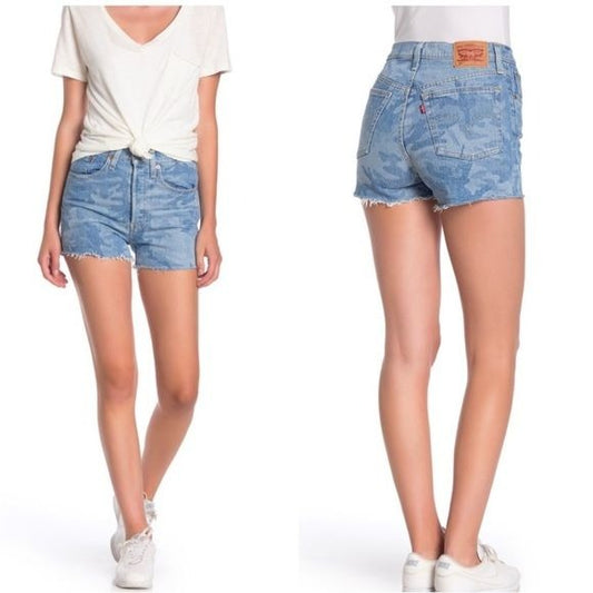 Levi’s NWT 501 Camo Print Denim Cutoff Shorts Size 29