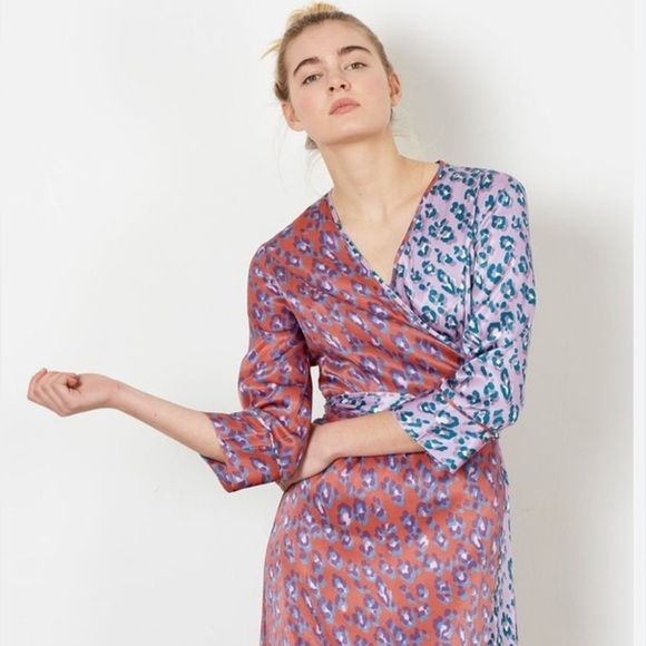 Rachel Antonoff Willow Wrap Dress in Leopard Size XS