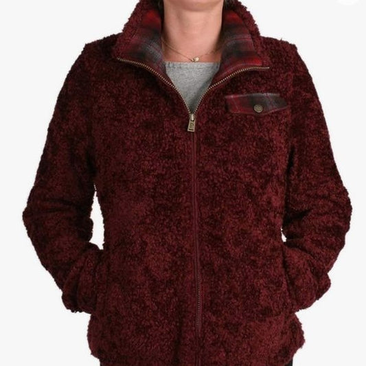 Pendleton Burgundy Fuzzy Jacket Size Medium