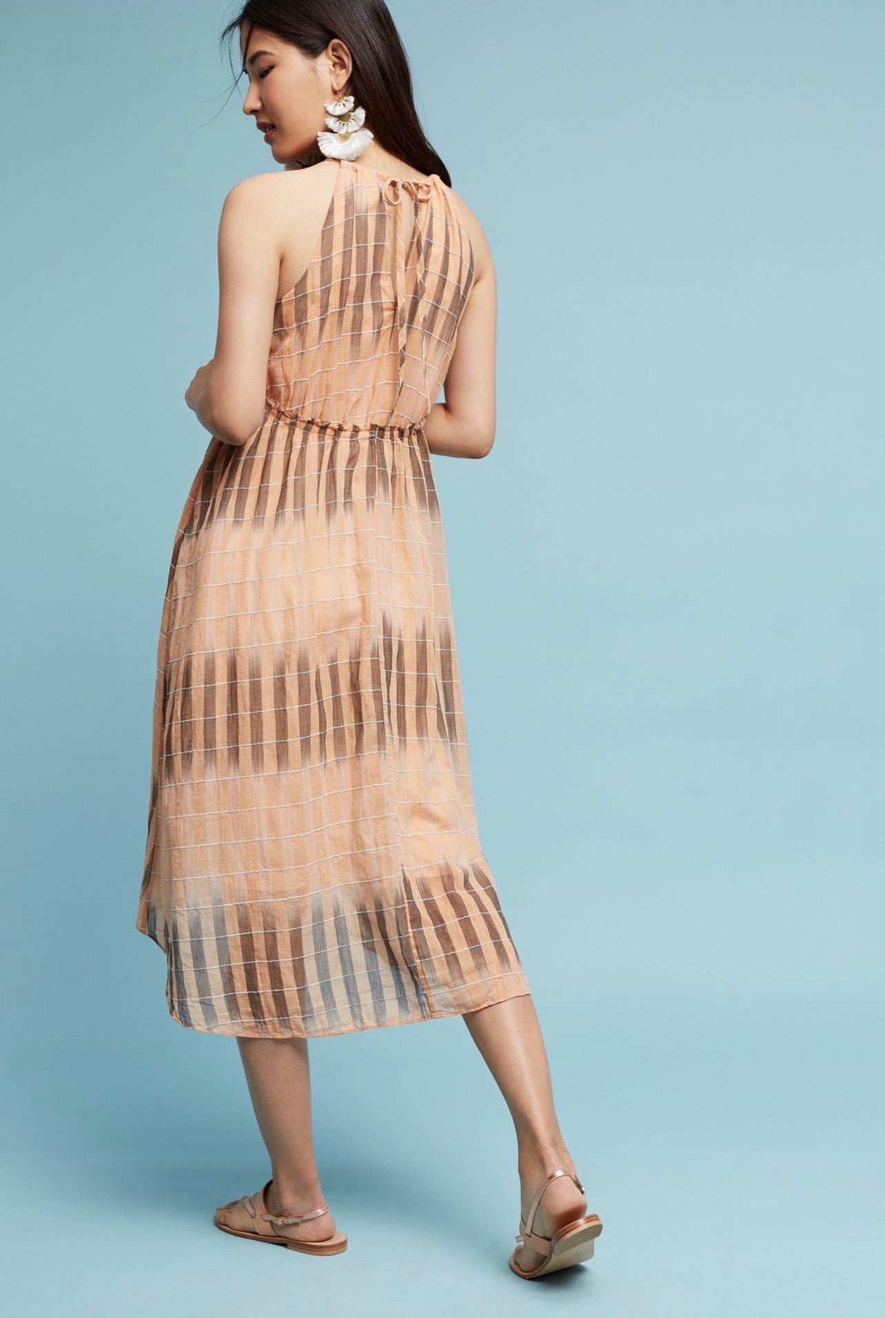 Akemi + Kin Ikat Halter Dress in Peach - Small