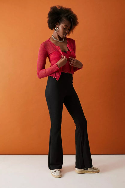 Urban Outfitters Black Cozy Ribbed Flare Pants - XS