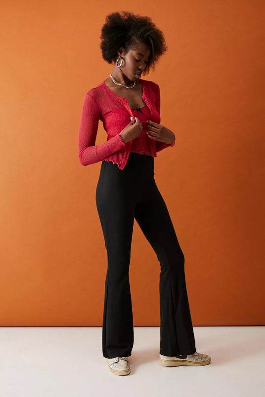Urban Outfitters Black Cozy Ribbed Flare Pants - XS