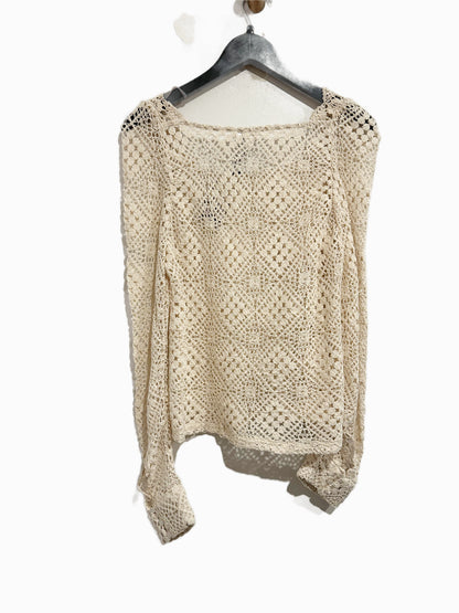 NWT Forte Crochet Square Neck Top in Ecru - Medium