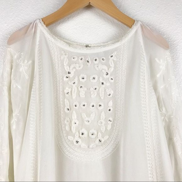 Joie Metta White Embroidered Blouse Size Small