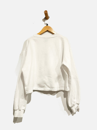 Zara White Cropped Mickey Mouse Crewneck - Medium