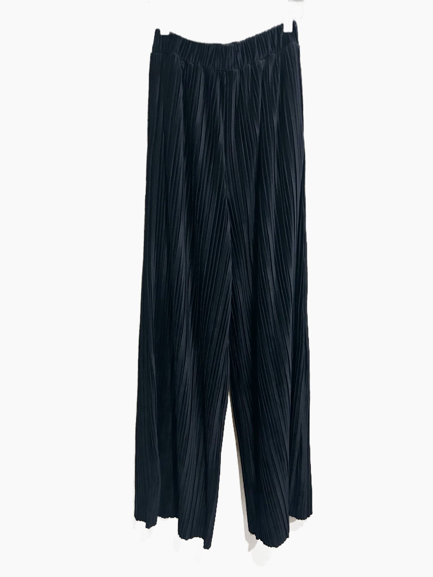 J.O.A. Navy Velvet Pleated Wide Leg Pants - XS